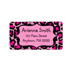 Pink Leopard Print Address Labels