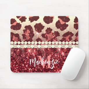 Pink Leopard Print and Glitter Mouse Pad