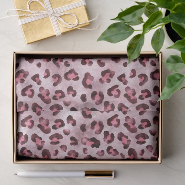 Pink Leopard Print Artistic Wild Cat Fur Texture Tissue Paper (Gift)