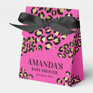 Pink Leopard Print Baby Shower Favour Box