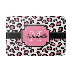 Pink Leopard Print Bath Mat