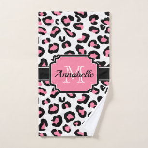 Pink Leopard Print Bath Towel Set