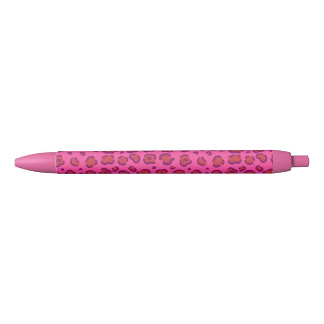 Pink Leopard Print Black Ink Pen (Front)