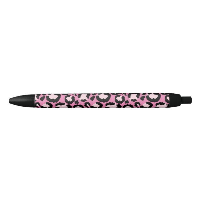 Pink Leopard Print Black Ink Pen (Front)