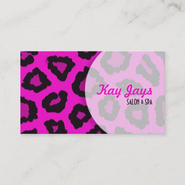 Pink Leopard Print Business Card (Front)