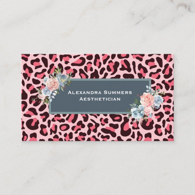 Pink Leopard Print Business Cards (Front)