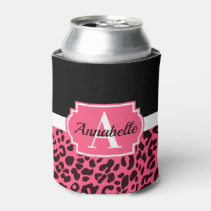 Pink Leopard Print Can Cooler