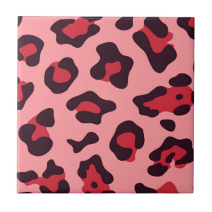 Pink Leopard Print Ceramic Tile
