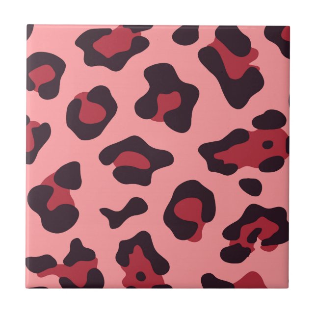 Pink Leopard Print Ceramic Tile (Front)