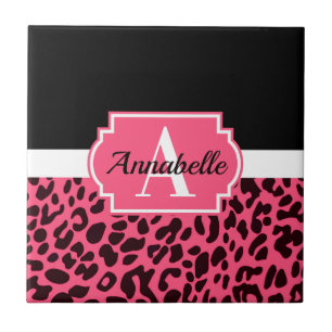 Pink Leopard Print Ceramic Tile