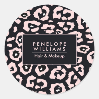Pink Leopard Print Classic Round Sticker