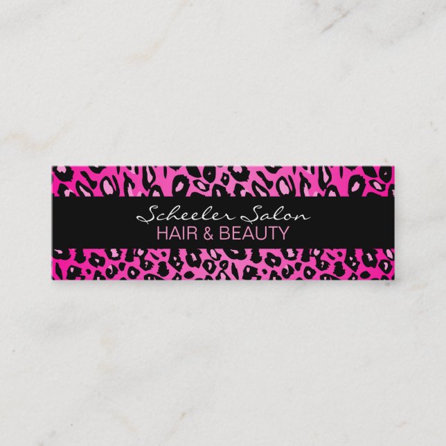 Pink Leopard Print - Custom Skinny Business Card (Front)
