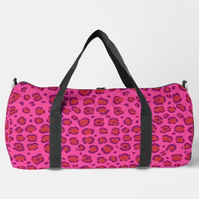 Pink Leopard Print Duffle Bag (Front)