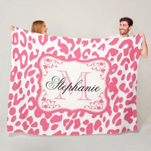 Pink Leopard Print Fleece Blanket