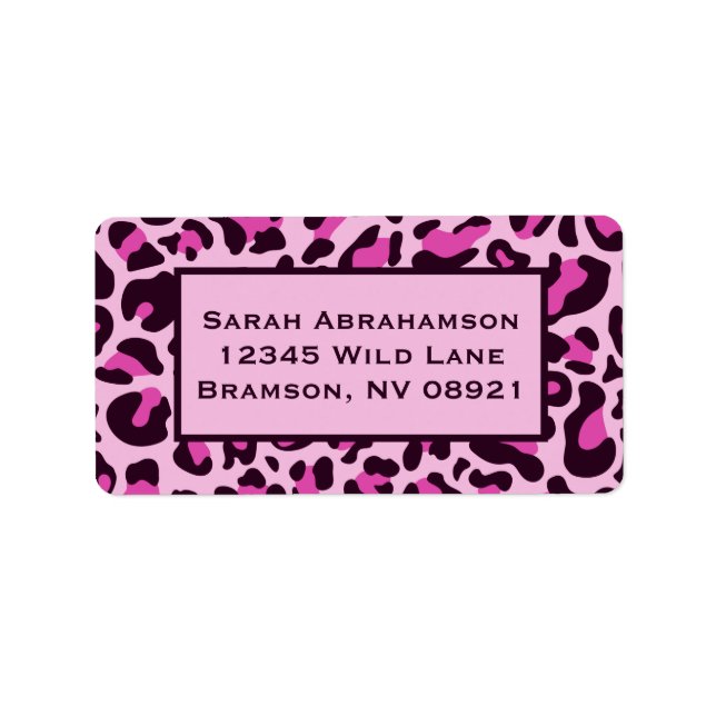 Pink Leopard Print Girly Return Address Labels (Front)