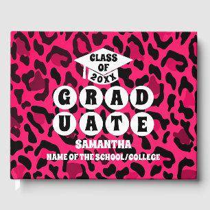 Pink Leopard Print Graduation Guest Book
