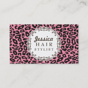 Pink Leopard Print Hair Stylist Appointment Cards
