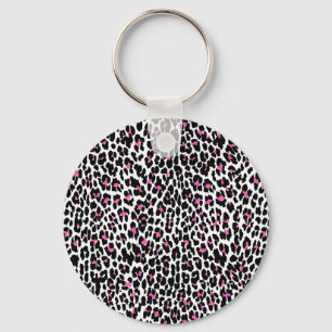 pink leopard print key ring