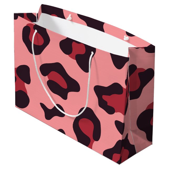 Pink Leopard Print Large Gift Bag (Back Angled)