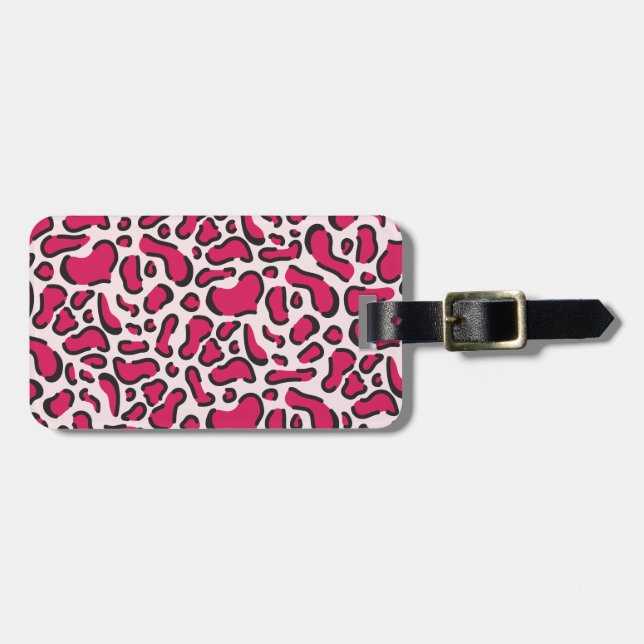 Pink leopard print luggage tag (Front Horizontal)