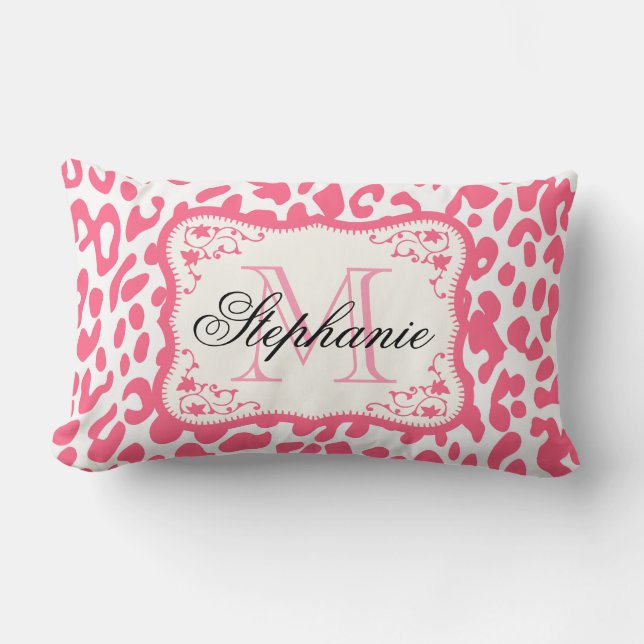 Pink Leopard Print Lumbar Cushion (Front)