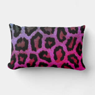 Pink Leopard Print Lumbar Throw Pillow