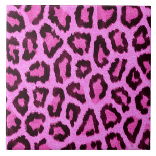 Pink leopard print pattern ceramic tile