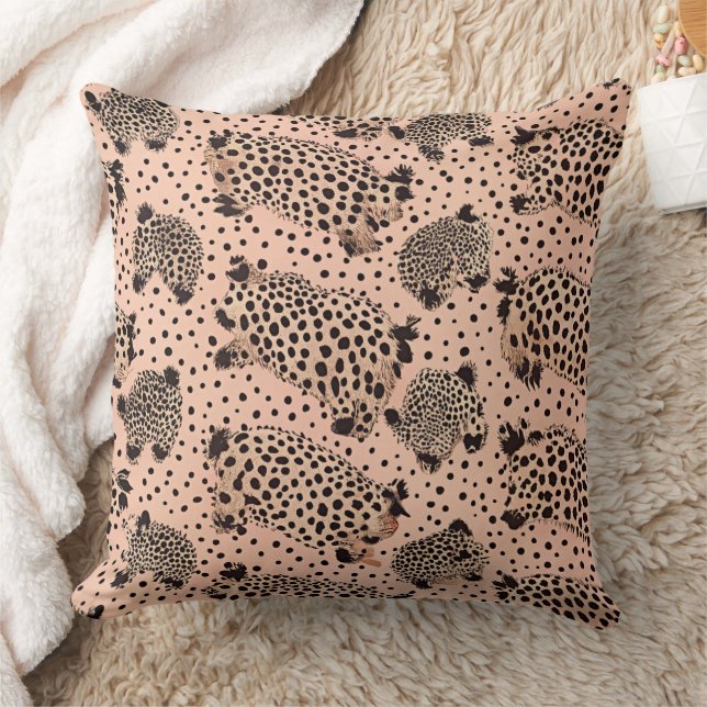 Pink Leopard Print Pattern – Chic Animal Cushion (Blanket)