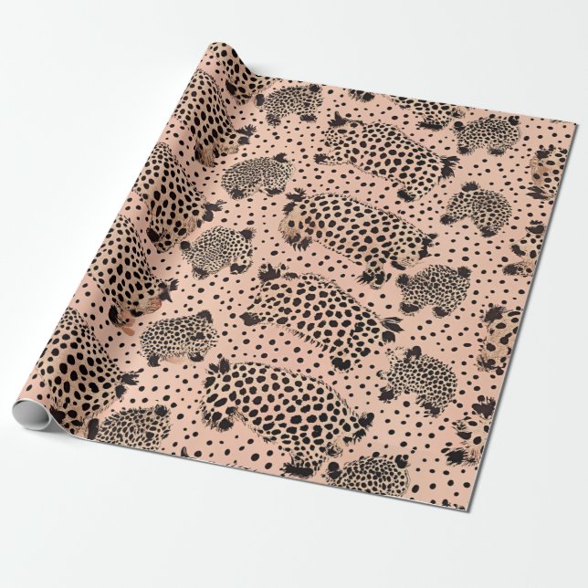 Pink Leopard Print Pattern – Chic Animal Wrapping Paper (Unrolled)