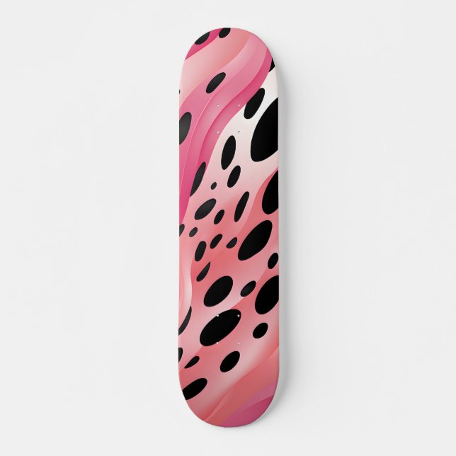 Pink Leopard Print Pattern Skateboard (Front)