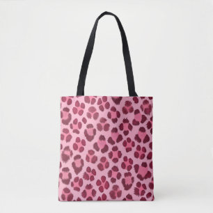 Pink Leopard Print Pattern Tote Bag