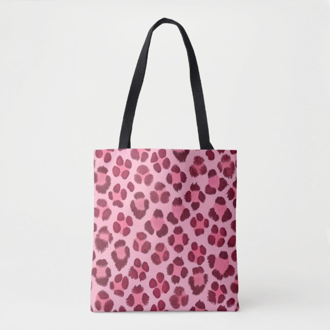Pink Leopard Print Pattern Tote Bag (Front)