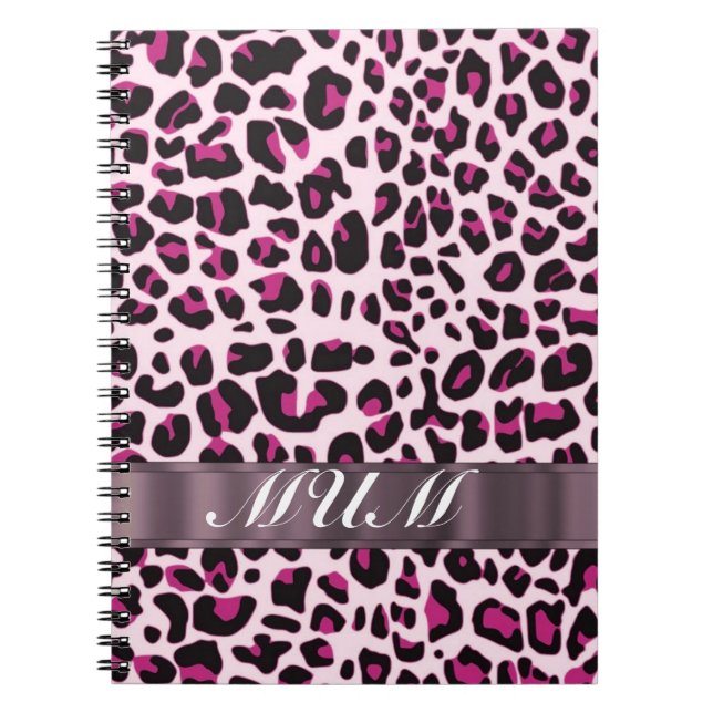 Pink leopard print personalised mothers notebook (Front)