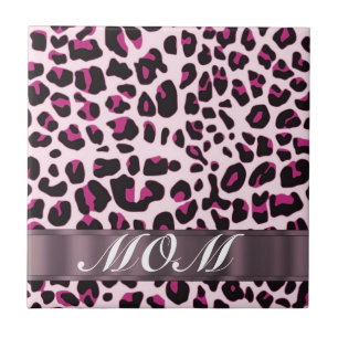 Pink leopard print personalised mothers tile