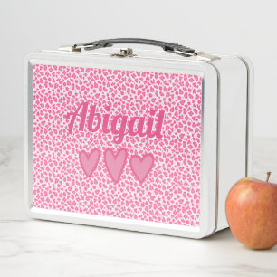 Pink Leopard Print - Personalized Lunch Box