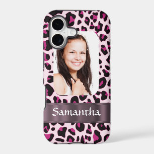 Pink leopard print photo template