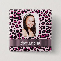 Pink leopard print photo template