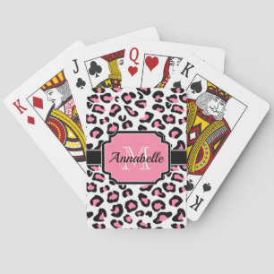 Pink Leopard Print Playing Cards