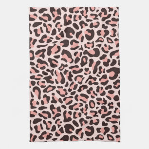 Pink Leopard Print Retro Kitchen Towel