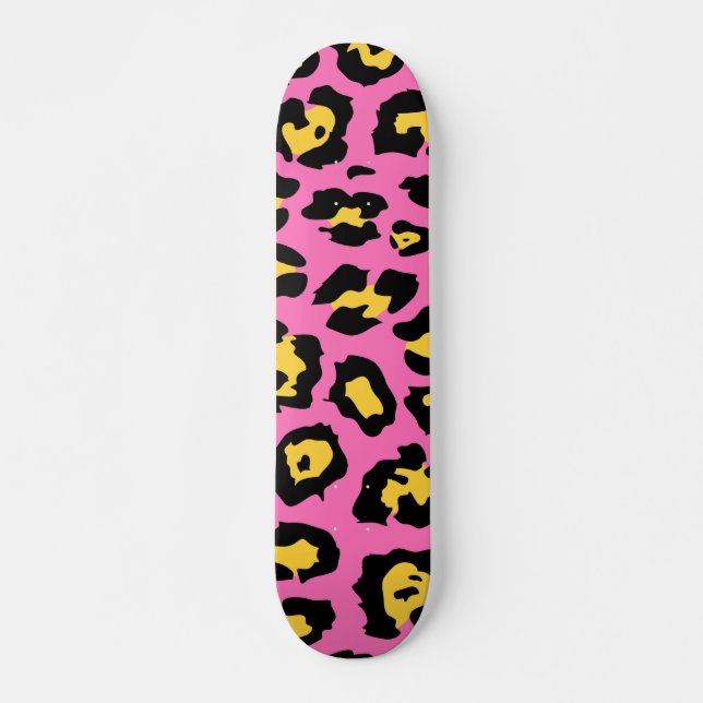 Pink Leopard Print Skateboard (Front)