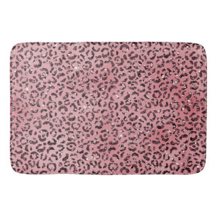 Pink leopard Print Sparkle Glitter Bath Mat