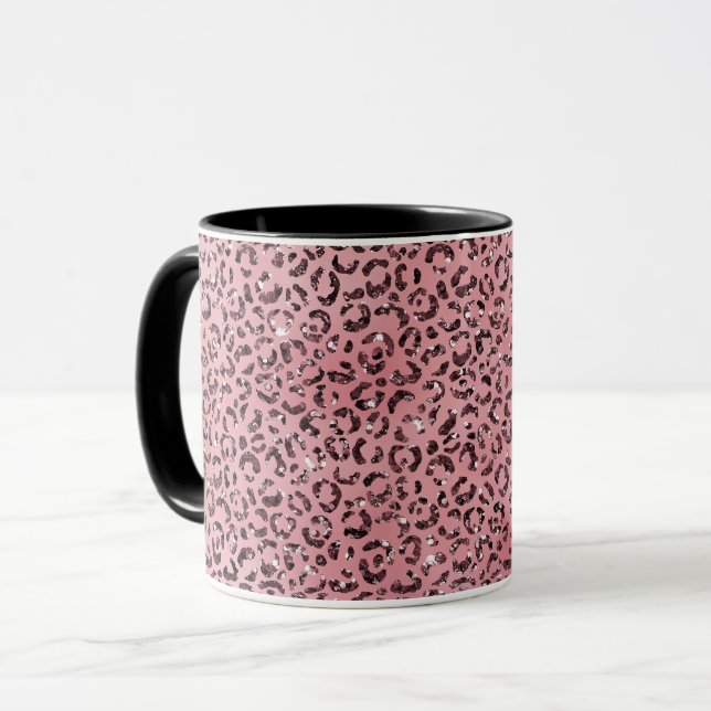 Pink leopard Print Sparkle Glitter      Mug (Front Left)