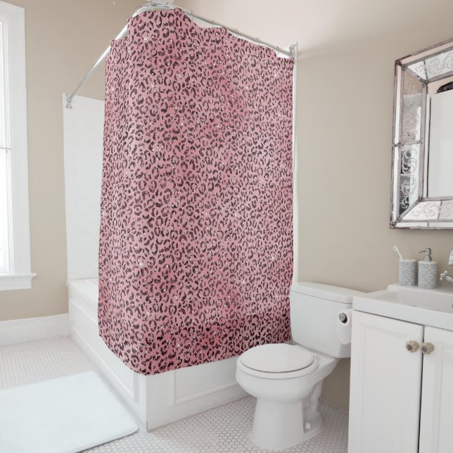 Pink leopard Print Sparkle Glitter               Shower Curtain (In Situ)