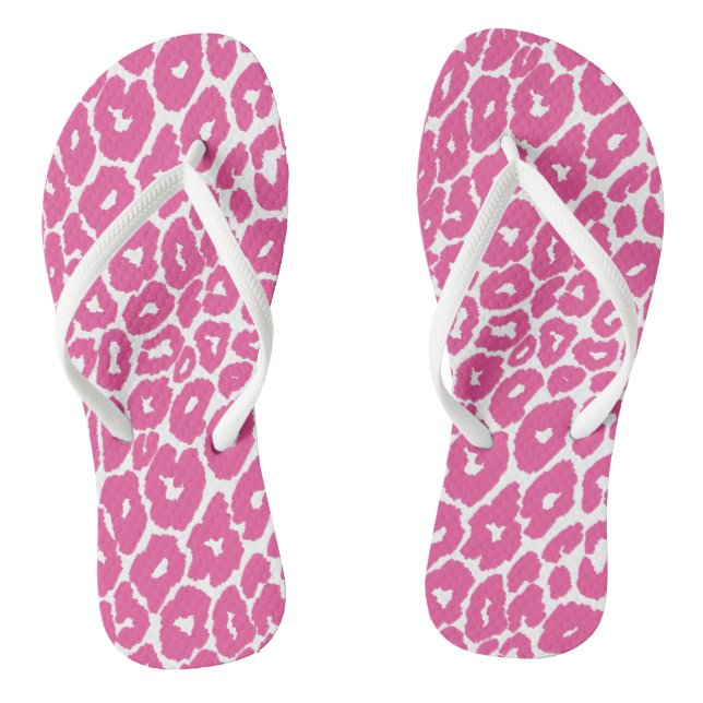 Pink Leopard Print Spot Changer Thongs (Footbed)