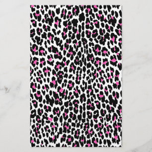 pink leopard print stationery