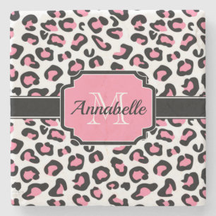 Pink Leopard Print Stone Coaster