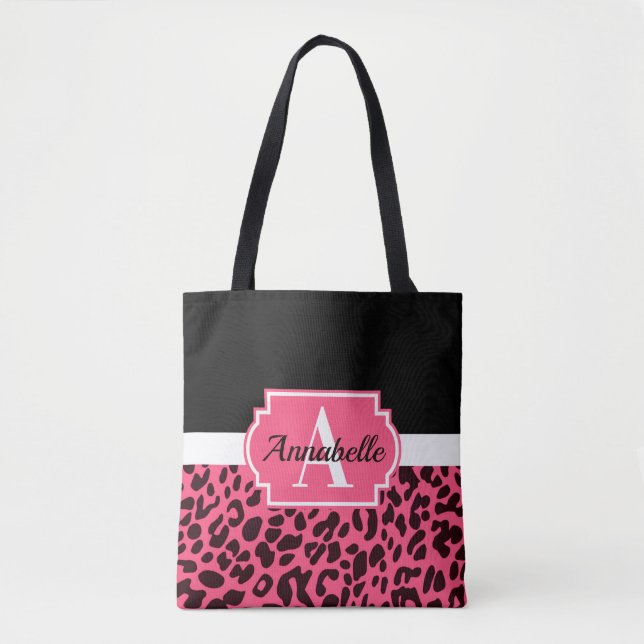 Pink Leopard Print Tote Bag (Front)