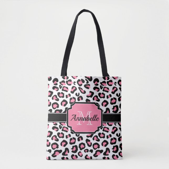 Pink Leopard Print Tote Bag (Front)