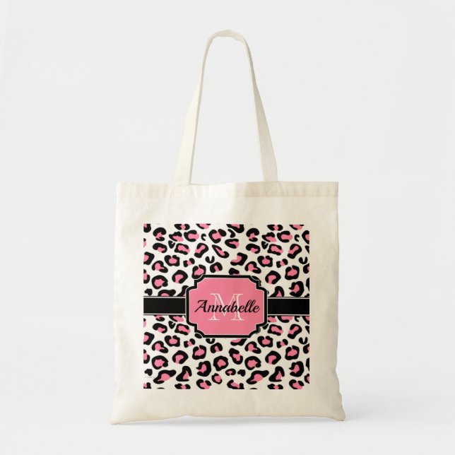 Pink Leopard Print Tote Bag (Front)