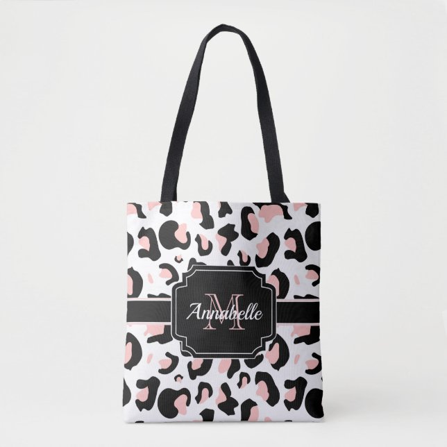 Pink Leopard Print Tote Bag (Front)
